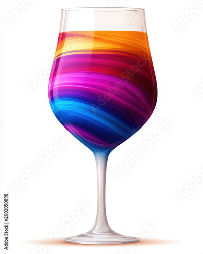 Colorful Abstract Swirl Drink in Elegant Glassware Design