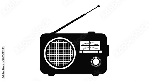 Tableau sur toile Vintage transistor radio silhouette high quality professional detailed
