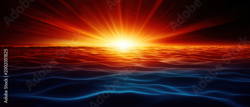 Vibrant Sunset Over Calm Ocean Waves with Radiant Colors