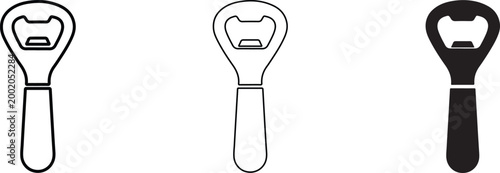 3d white bottle opener icons set isolated on gray