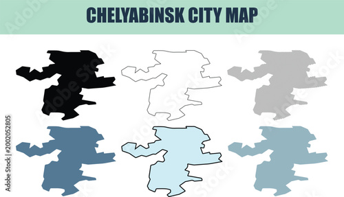 Εκτύπωση καμβά Chelyabinsk city map presented in six style fill stock fill stock and line art v