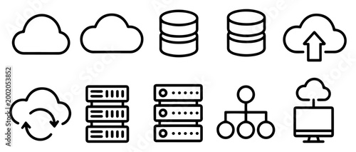 cloud data storage icon set