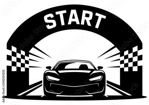 racing car start line icon vector