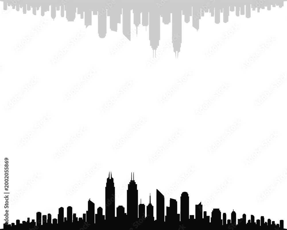 Obraz premium Cityscape silhouette with abstract upper portion