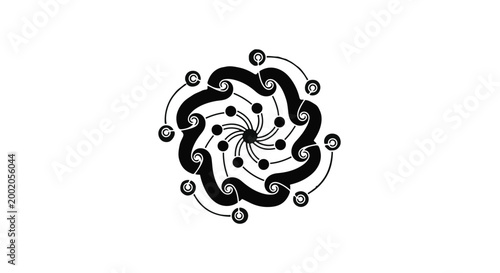 Konstfotografi Geometric pattern forms a circular abstract design with interconnected nodes