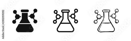 Chemistry Laboratory Flask and Molecule Set