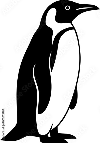 Quadro su tela Elegant penguin illustration icon classic black and white depiction