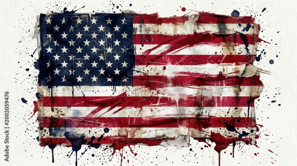 Obraz premium Urban Graffiti Style American Flag Illustration on White