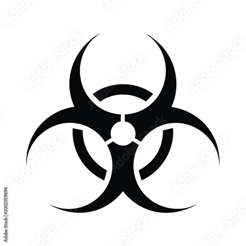 Biohazard symbol: black silhouette with biohazard biological contagious bacteria precaution illustration silhouette