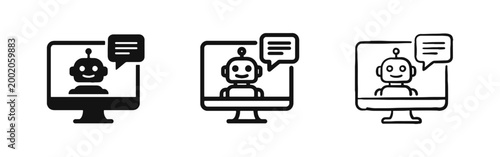 Chatbot AI Assistant Icon for Customer Support and Messaging