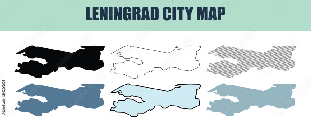 Εκτύπωση καμβά Leningrad city map with six style fill stock fill stock and line art variations