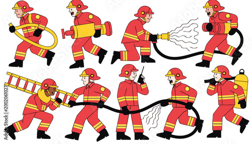 Brave Emergency Responders Team in Professional Action Poses.eps