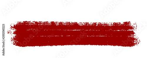 Rough red brush stroke with gritty paint textures and splatters. Edgy artistic element for underground posters, urban street art styles, and modern graphic design requiring a raw touch.