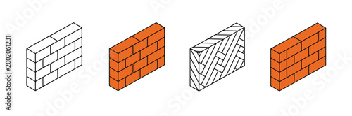 Brick wall icon vector illustrating masonry construction home building and architectural structure symbols clean minimal outline design concept