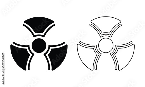 Radioactive hazard symbols with radioactive radiation monochrome illustration isolated attention toxicity biohazard dangerously contamination
