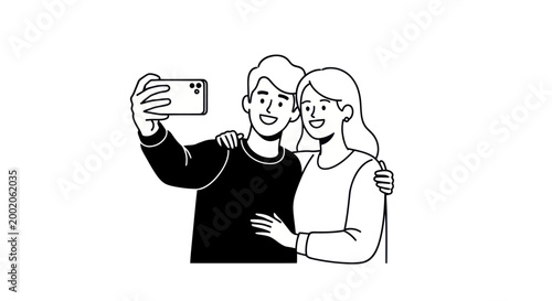 Couple Taking A Photo Together Smiling.
