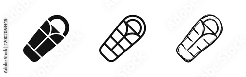 Camping Sleeping Bag Icons for Outdoor Adventure and Hiking