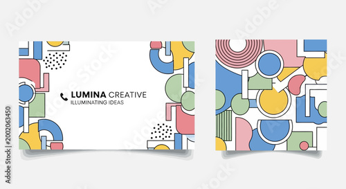 Abstract geometric shapes with pastel colors creating modern creative background design.