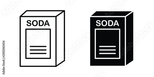Foto baking soda icon simple illustration set. Black and white icons