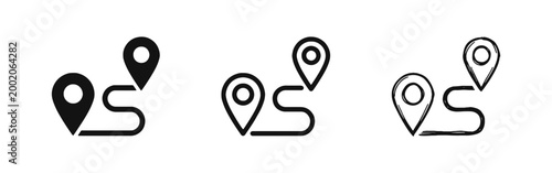 Map Route Path Location Pin Icon Set