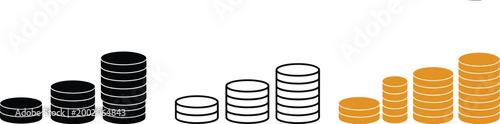 Coin icon coins stack symbol vector illustration showing stacked money coins minimal clean outline design finance banking savings concept