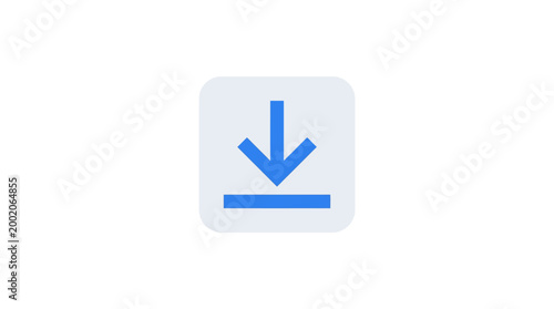 A blue download icon on a grey background represents technology.