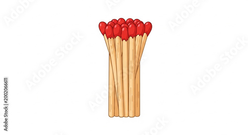 Tableau sur toile Bundle of matches with red heads on white background.