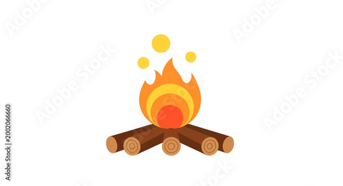 Burning Campfire with Logs.