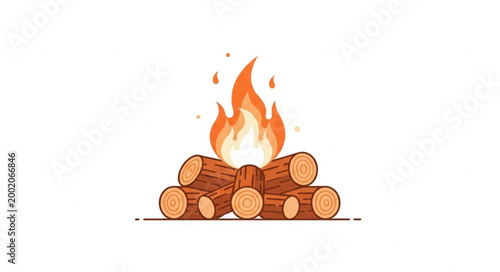 Burning wood fire stack.