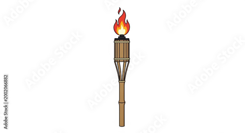 Bamboo Tiki Torch with Fiery Flame 1.
