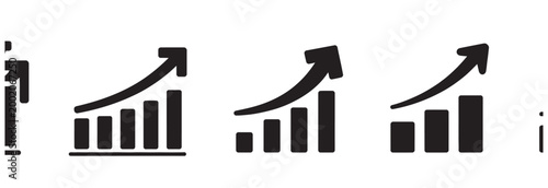 Εκτύπωση καμβά Set of black bar chart icons with upward arrows, symbolizing business growth and