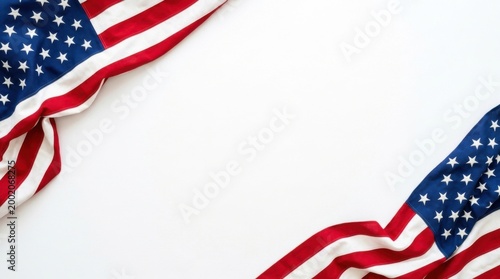 American Flag Corner Border with Empty White Space