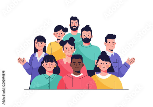 Foto Diverse group of happy people together.