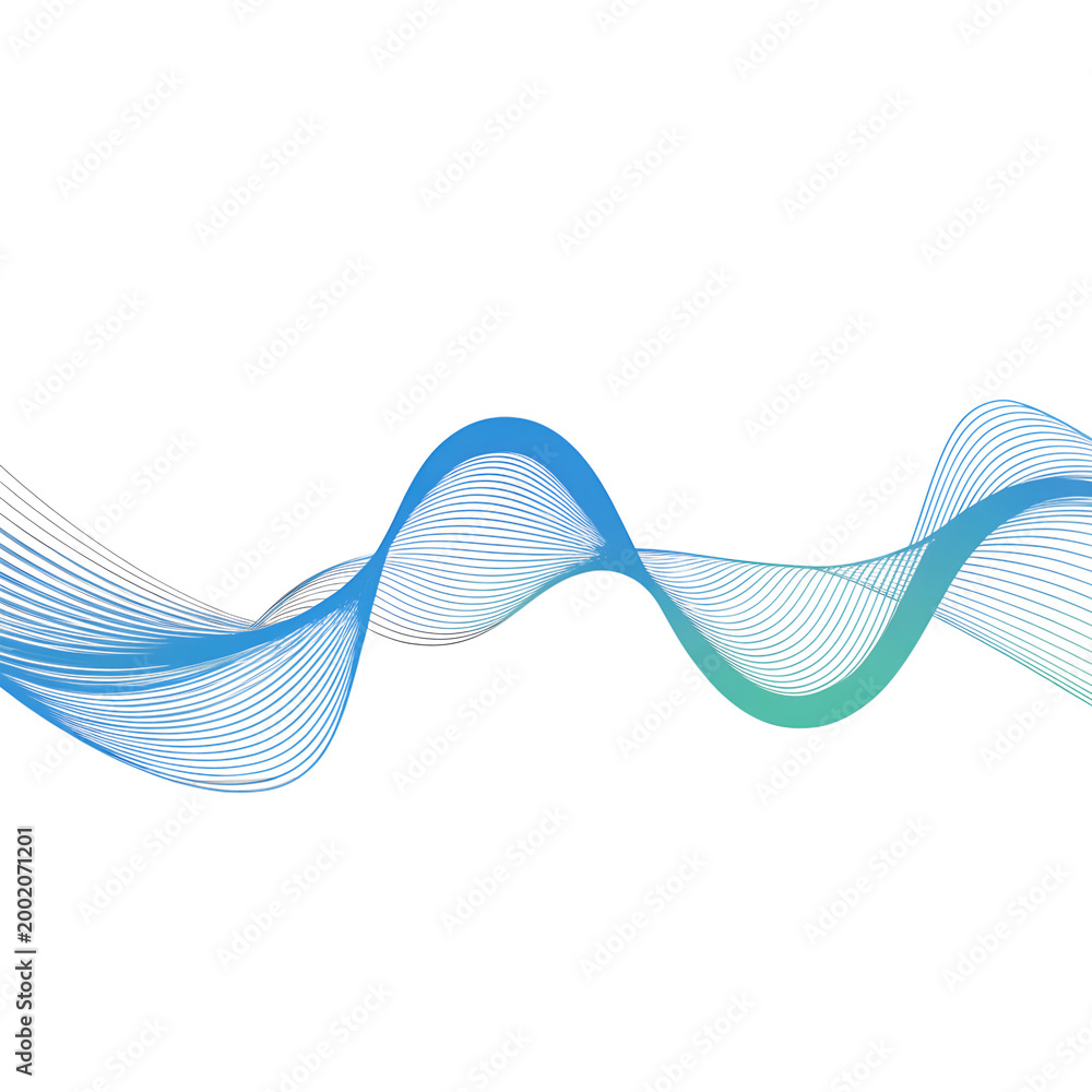 Fototapeta premium Abstract blue wave lines isolated on transparent background