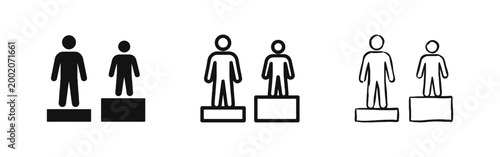 Growth and Comparison People Icon Set in Three Different Styles