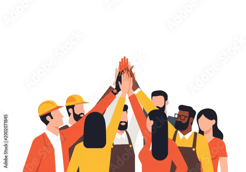 Photos Diverse group of people high fiving.