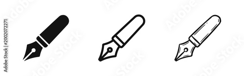 Fountain Pen Classic Writing Tool Icon Set