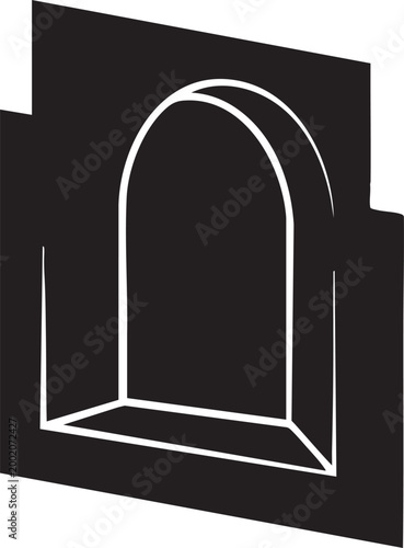 Simple white archway outline on black background