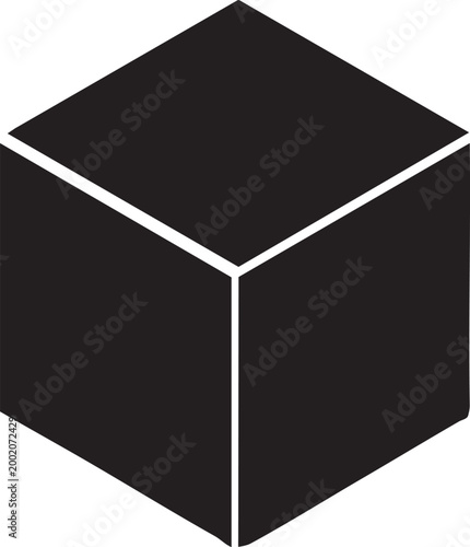 Black cube icon with white lines