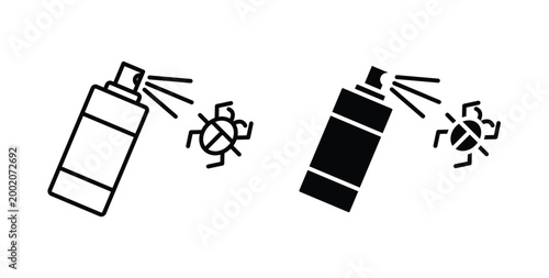 Tableau sur toile Insecticide icon simple illustration set. Black and white icons