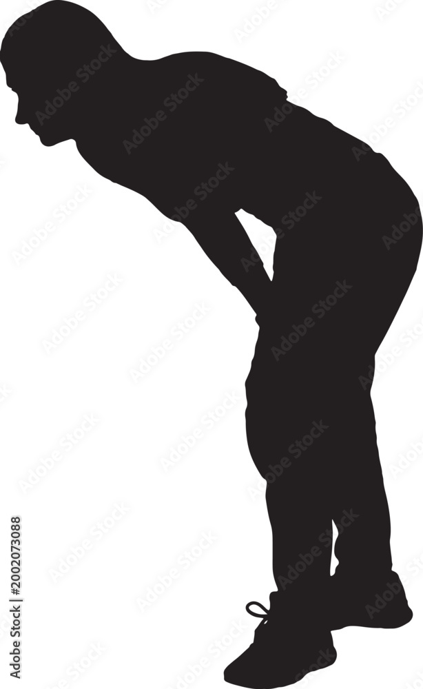 Obraz premium vector,silhouette side view of a woman crouching and looking down