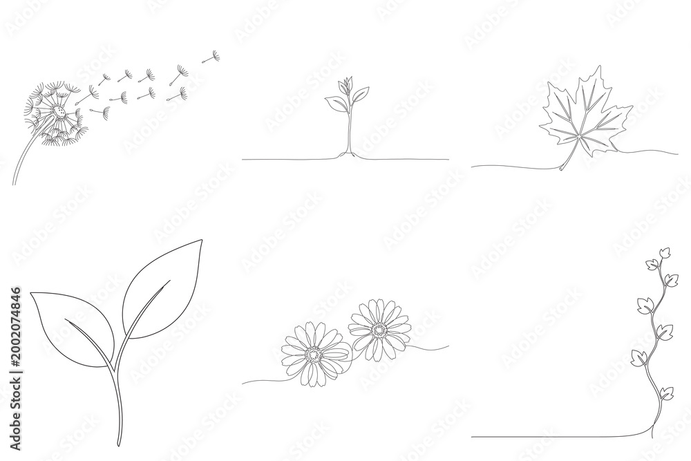 Fototapeta premium Continuous line drawing of tree of life symbol circle ancient emblem simple stylized branch roots ornate medallion.