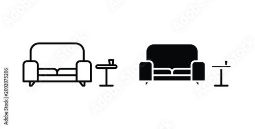 Lounge icon simple illustration set. Black and white icons