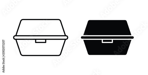 Lunch box icon simple illustration set. Black and white icons