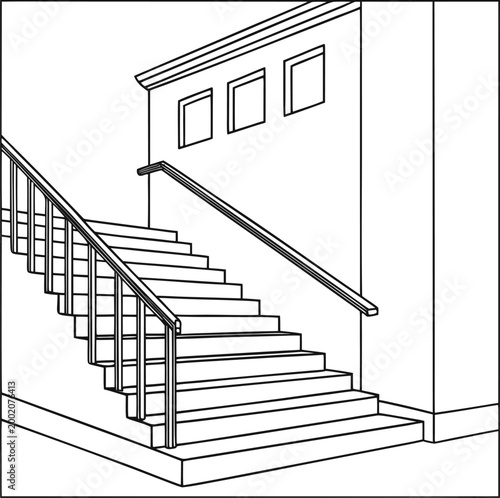 Staircase, Stairway, Indoor Steps, Vector Staircase Illustration