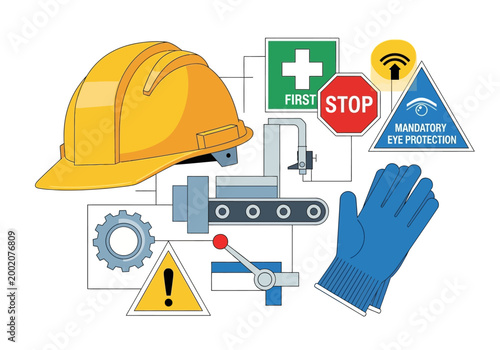 Tableau sur toile Industrial Safety Equipment and Symbols.