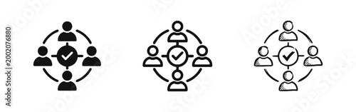 Teamwork Connection and Group Verification Icon Set