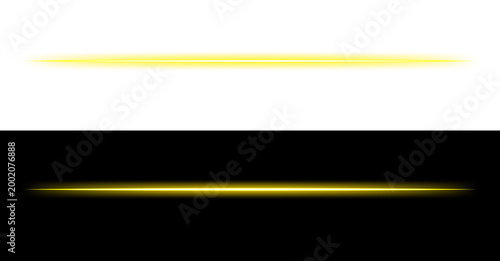 Yellow shiny glowing neon line isolated on transparent background with light ray and laser beam effect. . Radiant flare stripe  design element of Futuristic energy strip with shining shimmer and glare