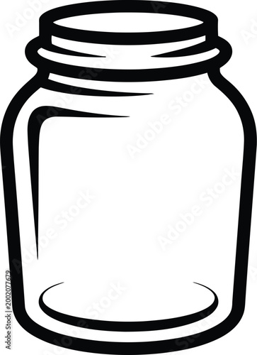 Clean glass jar for preserves or storage in a simple vector illustration style