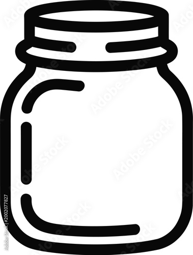 Empty Glass Jar with Lid Vector Illustration for Food Packaging and Storage Concepts